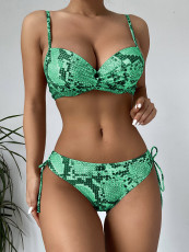 Snake Skin Print Underwire Bikini Two Piece Sets CASF-6242