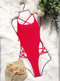 Solid Backless Bandage One-Piece Swimsuit CASF-6300