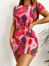 Solid Color Beach Swimsuit Tankinis And Print Dress Three Piece Set CSYZ-B255W