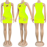 Plus Size Sexy Sleeveless Hole Mini Tank Dress NY-8905