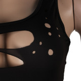 Plus Size Sexy Sleeveless Hole Mini Tank Dress NY-8905