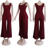 Plus Size Solid Sleeveless Wide Leg Jumpsuit NY-8839