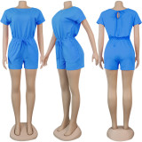 Plus Size Solid Short Sleeve Caslual Romper NY-8904