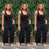 Plus Size Solid Sleeveless Wide Leg Jumpsuit NY-8839