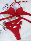 Solid Color Sexy Tie Up Swimsuit Two Piece Sets CSYZ-B546K