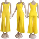 Plus Size Solid Sleeveless Wide Leg Jumpsuit NY-8839