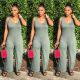 Plus Size Solid Sleeveless Wide Leg Jumpsuit NY-8839