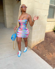 Sexy Printed Backless Bandage Mini Dress NY-2118