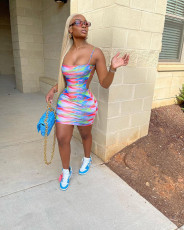 Sexy Printed Backless Bandage Mini Dress NY-2118