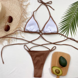 Solid Color Sexy Tie Up Bikini Two Piece Sets CSYZ-B317Q
