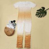 Plus Size Gradient Zipper Stacked Jumpsuit NY-2032