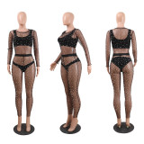 Sexy Mesh Perspective Pearls Two Piece Sets (Without Undergarment)NY-8577