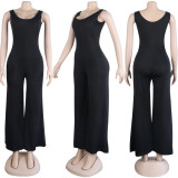 Plus Size Solid Sleeveless Wide Leg Jumpsuit NY-8839