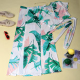 Plus Size Sexy Printed Short Sleeve Split Maxi Skirt Sets NY-2116