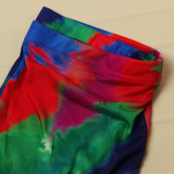 Plus Size Printed Irregular Top And Shorts 2 Piece Sets NY-8922