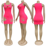 Plus Size Sexy Sleeveless Hole Mini Tank Dress NY-8905