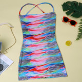 Sexy Printed Backless Bandage Mini Dress NY-2118