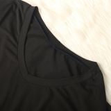 Plus Size Solid Split Top And Shorts 2 Piece Sets NY-2095