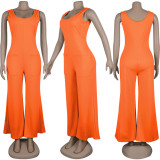 Plus Size Solid Sleeveless Wide Leg Jumpsuit NY-8839