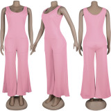 Plus Size Solid Sleeveless Wide Leg Jumpsuit NY-8839