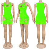 Plus Size Sexy Sleeveless Hole Mini Tank Dress NY-8905
