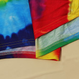 Plus Size Printed Irregular Top And Shorts 2 Piece Sets NY-8922