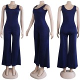 Plus Size Solid Sleeveless Wide Leg Jumpsuit NY-8839