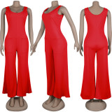 Plus Size Solid Sleeveless Wide Leg Jumpsuit NY-8839