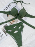 Solid Color Sexy Tie Up Swimsuit Two Piece Sets CSYZ-B546K