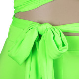 Solid V Neck Two Piece Pants Set NY-8781