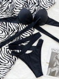Solid Color Sexy Tie Up Swimsuit Two Piece Sets CSYZ-B546K