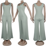 Plus Size Solid Sleeveless Wide Leg Jumpsuit NY-8839