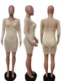 Sexy Mesh Hot Drilling Long Sleeve Night Club Dress LSD-82001