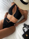 One Shoulder Solid Color Sexy Swimsuit  Two-Pieces CSYZ-B623KY