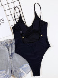 Solid Color Backless One-Piece Swimsuit CSYZ-B534Q