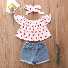Kids Girl Love Heart Print Summer 3 Piece Sets YKTZ-2091