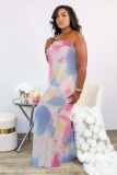Tie Dye Print Strapless Wide Leg Jumpsuit NY-2005