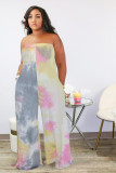 Tie Dye Print Strapless Wide Leg Jumpsuit NY-2005