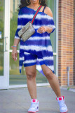 Plus Size Tie Dye Long Sleeve Top+Shorts 2 Piece Sets NY-2017