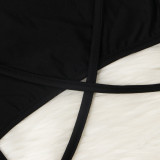 Solid Sexy Backless Cross Strap High Split Maxi Dress NY-2003