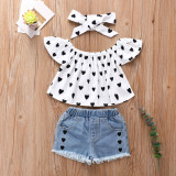 Kids Girl Love Heart Print Summer 3 Piece Sets YKTZ-2091