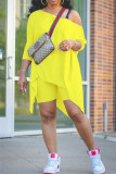 Plus Size Solid Long Sleeve Top+Shorts 2 Piece Sets NY-2012