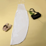 Solid Sexy Backless Cross Strap High Split Maxi Dress NY-2003