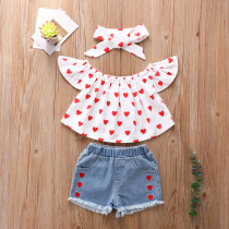 Kids Girl Love Heart Print Summer 3 Piece Sets YKTZ-2091
