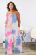 Tie Dye Print Strapless Wide Leg Jumpsuit NY-2005