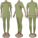 Plus Size Solid T Shirt And Pants 2 Piece Sets NY-2018
