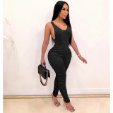 Solid Sleeveless Skinny Stacked Jumpsuit NY-2001