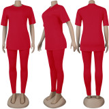 Plus Size Solid T Shirt And Pants 2 Piece Sets NY-2018