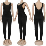 Solid Sleeveless Skinny Stacked Jumpsuit NY-2001
