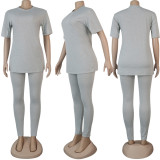 Plus Size Solid T Shirt And Pants 2 Piece Sets NY-2018